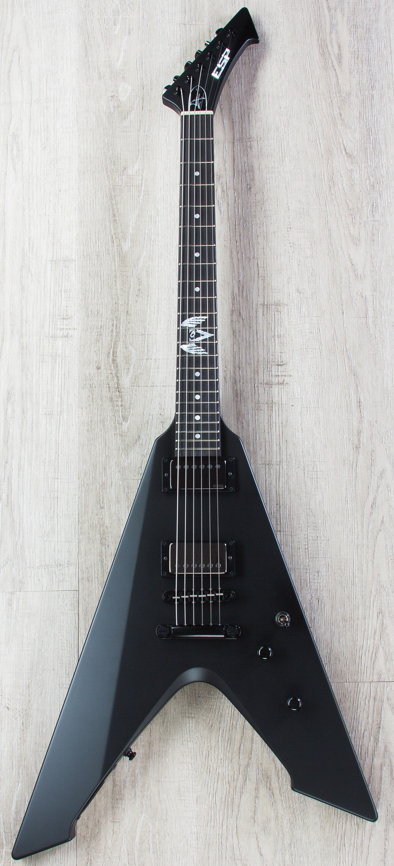ESP James Hetfield Signature Vulture V-Design Electric Guitar with Form Fit Case - Black Satin
