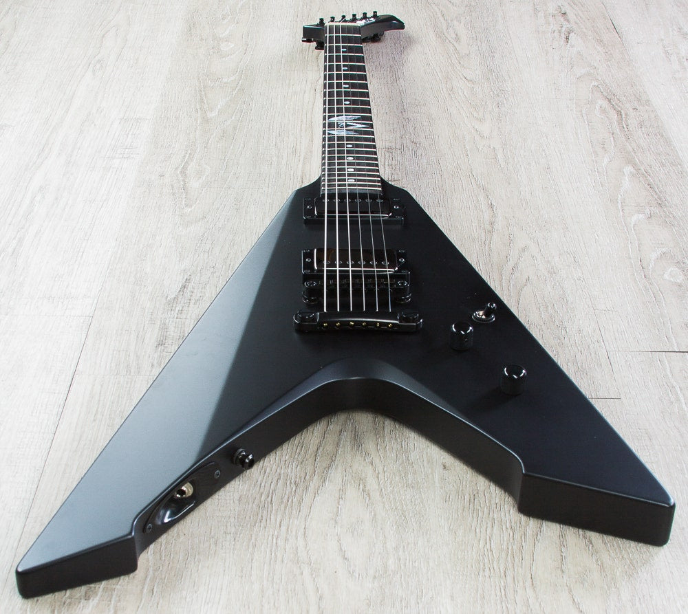 ESP James Hetfield Signature Vulture V-Design Electric Guitar with Form Fit Case - Black Satin