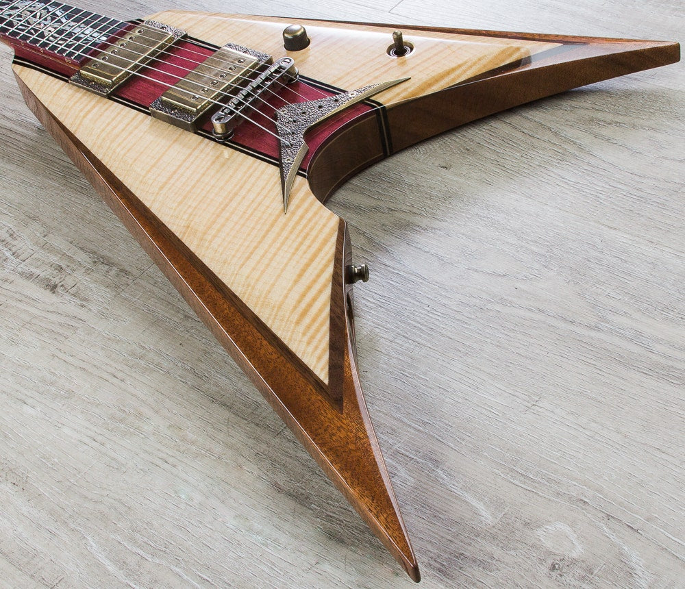 ESP Arrow Electric Guitar, Skull / Tribal Inlay, Flame Maple Top - Natural (NAMM Exhibition, Only 1 Made)
