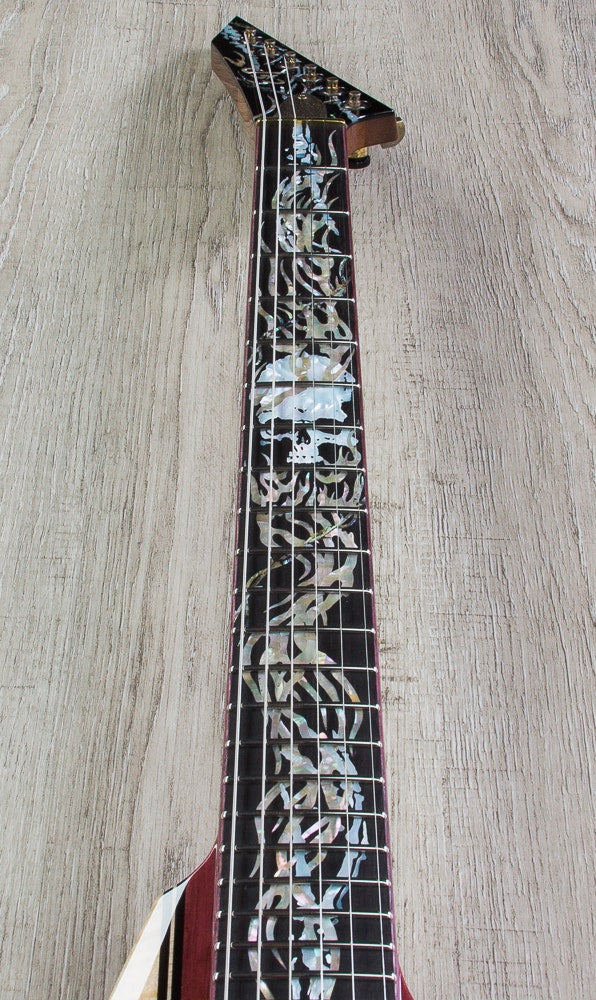 ESP Arrow Electric Guitar, Skull / Tribal Inlay, Flame Maple Top - Natural (NAMM Exhibition, Only 1 Made)