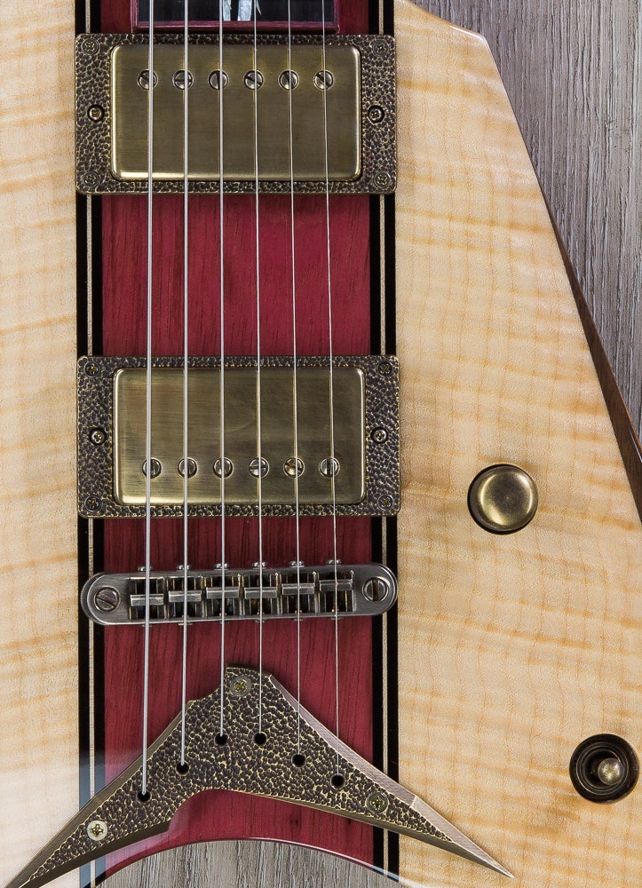 ESP Arrow Electric Guitar, Skull / Tribal Inlay, Flame Maple Top - Natural (NAMM Exhibition, Only 1 Made)