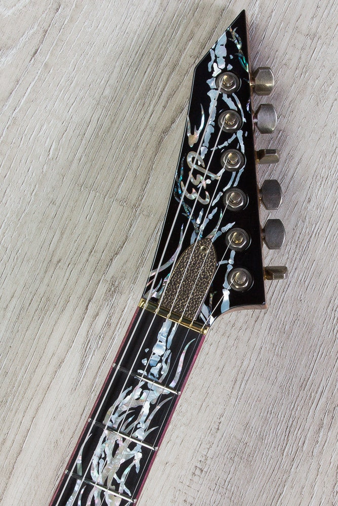 ESP Arrow Electric Guitar, Skull / Tribal Inlay, Flame Maple Top - Natural (NAMM Exhibition, Only 1 Made)