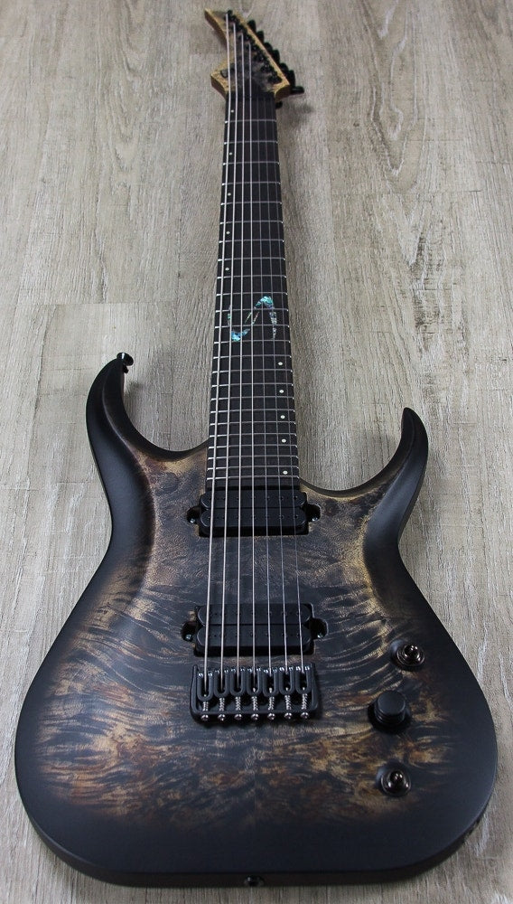 Skervesen Raptor 7- 7-String Electric Guitar, Ebony Fingerboard, DiMarzio Pickups, Hard Case - Trans Black Burst Satin Finish