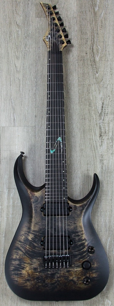 Skervesen Raptor 7- 7-String Electric Guitar, Ebony Fingerboard, DiMarzio Pickups, Hard Case - Trans Black Burst Satin Finish