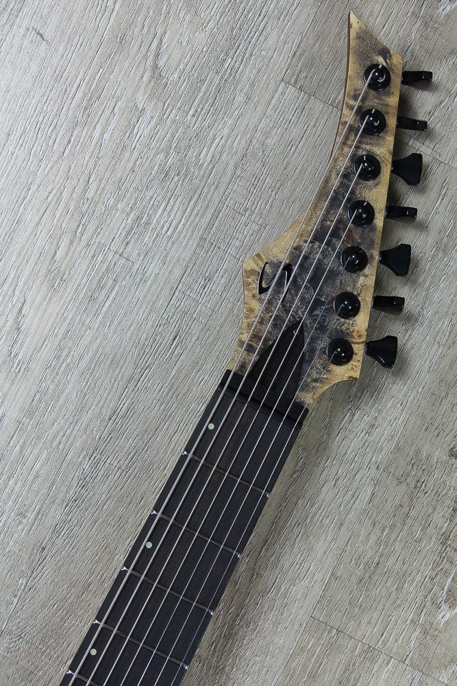 Skervesen Raptor 7- 7-String Electric Guitar, Ebony Fingerboard, DiMarzio Pickups, Hard Case - Trans Black Burst Satin Finish
