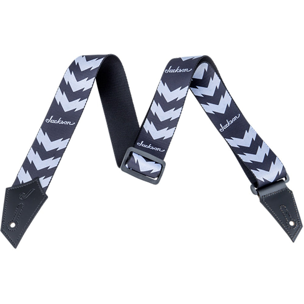 Jackson Guitar or Bass Strap with Double V Pattern, Black/White
