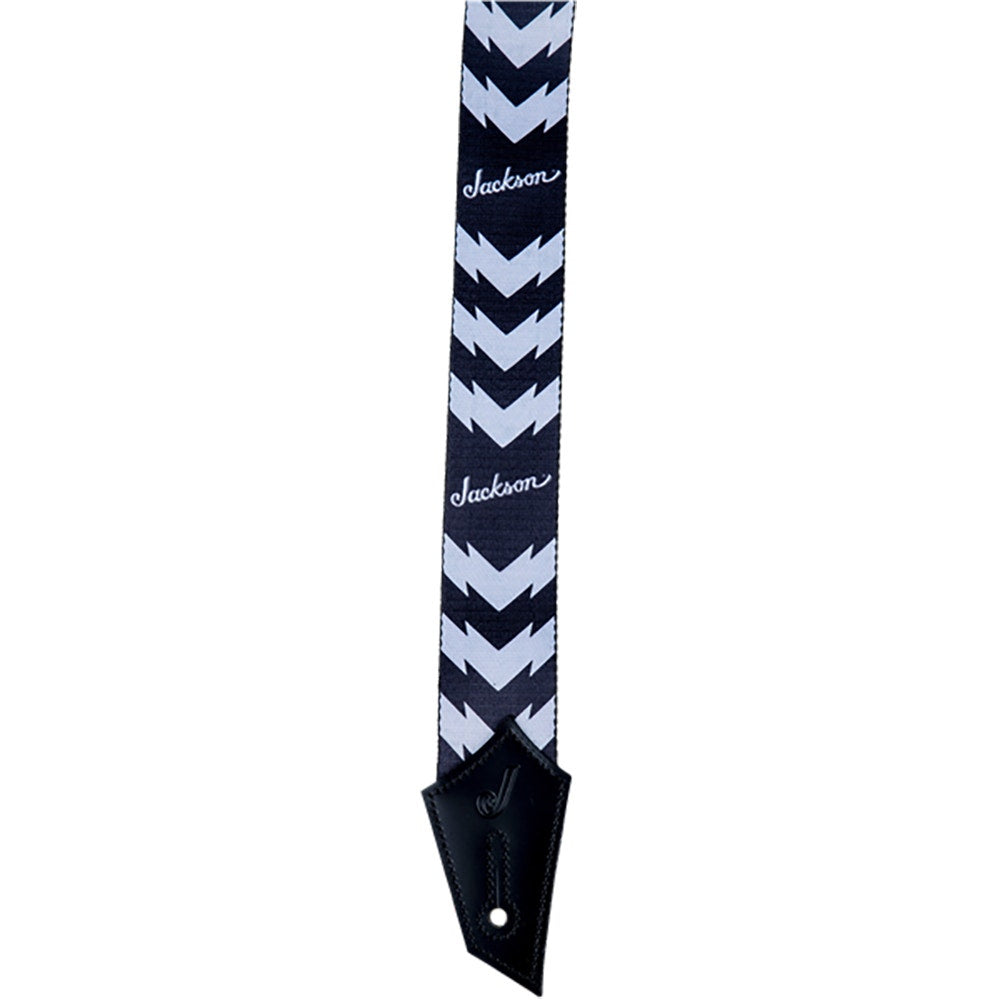 Jackson Guitar or Bass Strap with Double V Pattern, Black/White