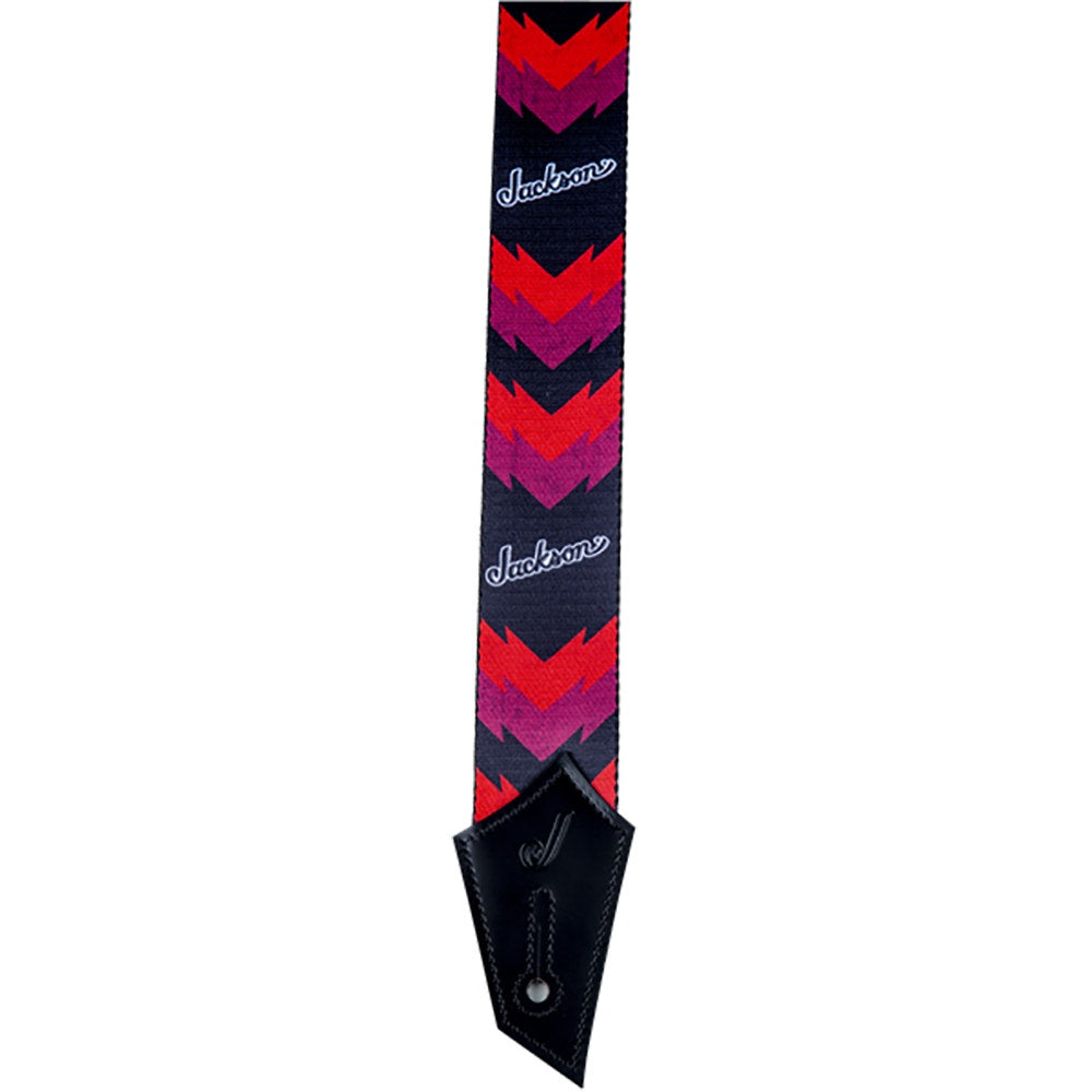 Jackson Guitar or Bass Strap with Double V Pattern, Black/Red