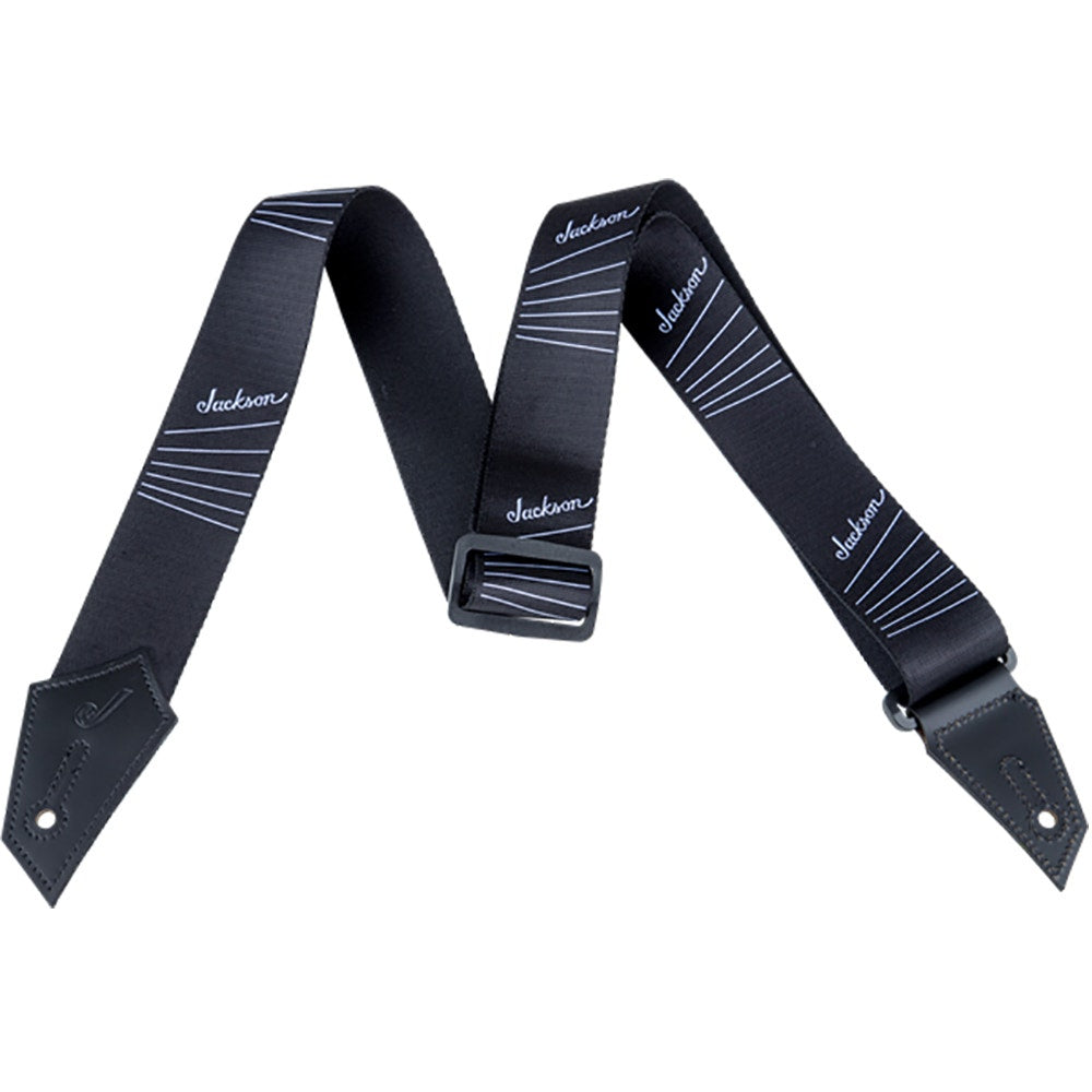Jackson Guitar or Bass Strap with String Pattern, Black/White