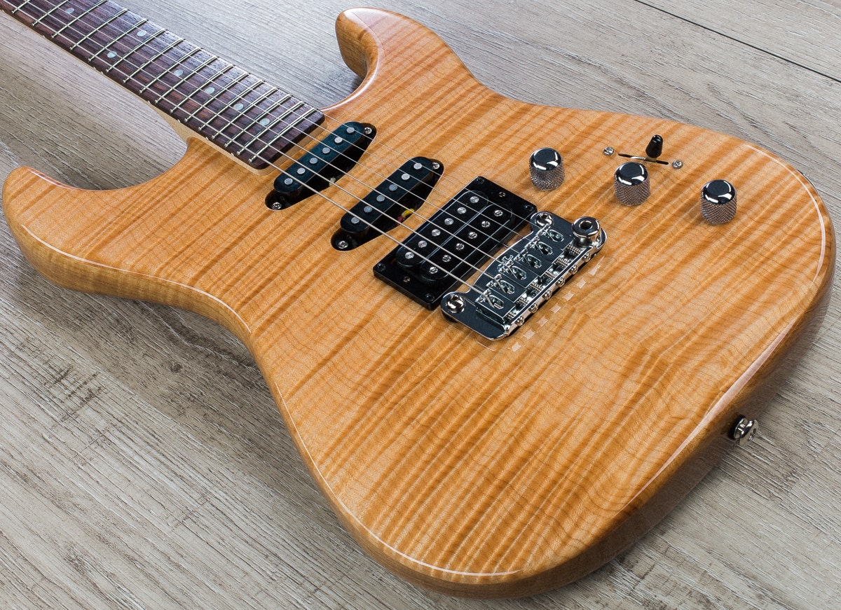 G&L USA Legacy HSS RMC Electric Guitar, Flame Maple Top - Natural Gloss