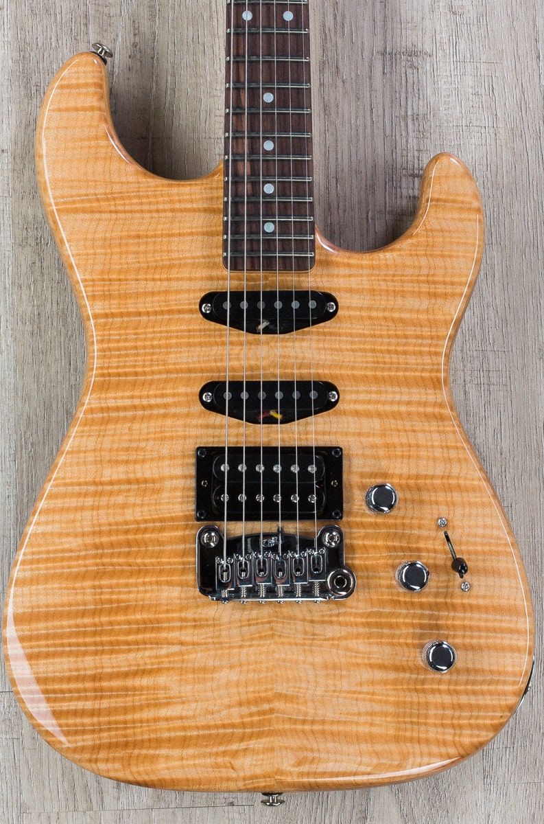 G&L USA Legacy HSS RMC Electric Guitar, Flame Maple Top - Natural Gloss