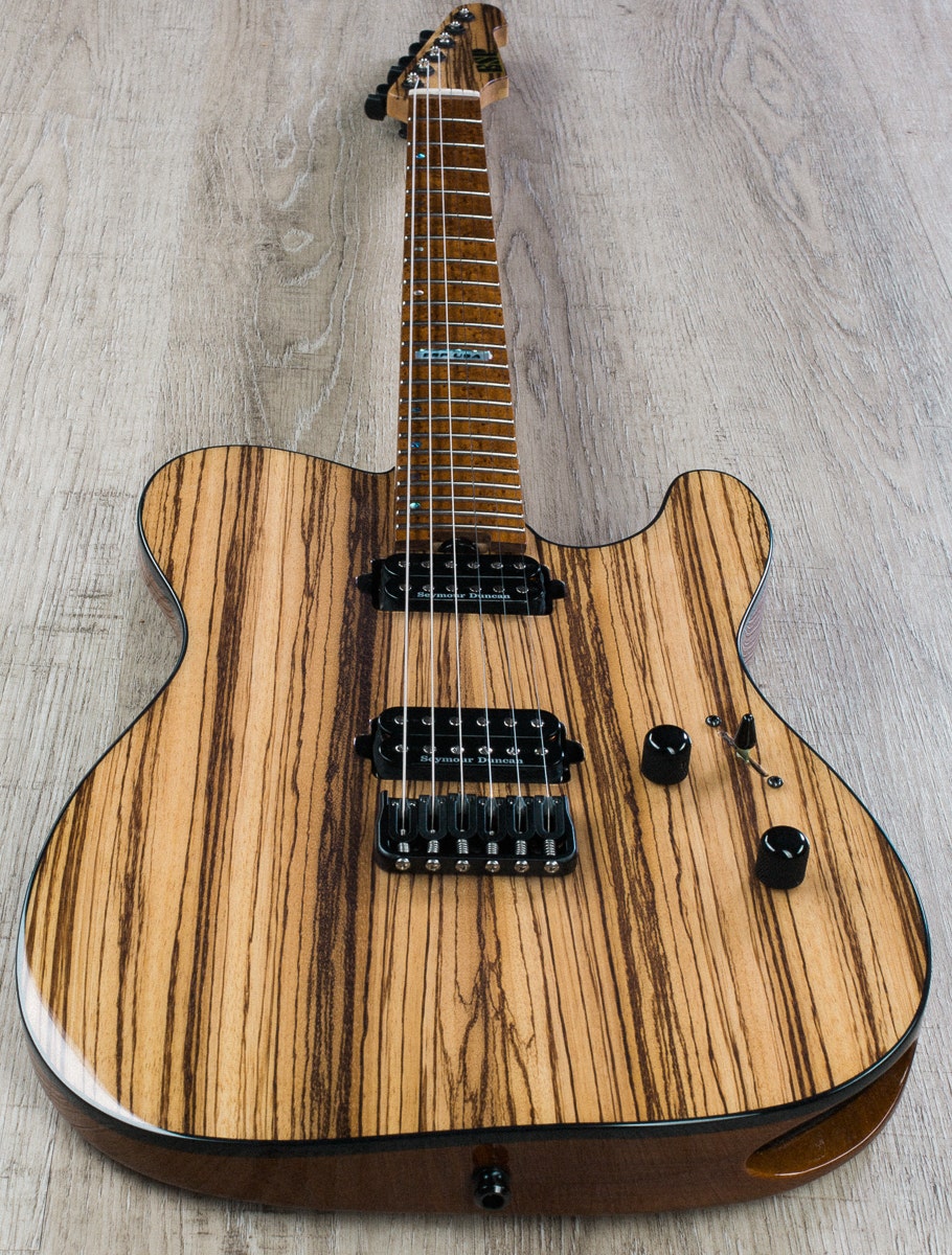 ESP USA TE-II Zebrawood Limited Edition Electric Guitar with Case - Natural Gloss