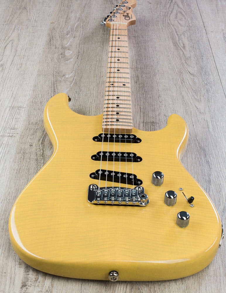 G&L USA S-500 RMC Electric Guitar, Flame Maple Top, Maple Fingerboard, Hard Case - Butterscotch Blonde