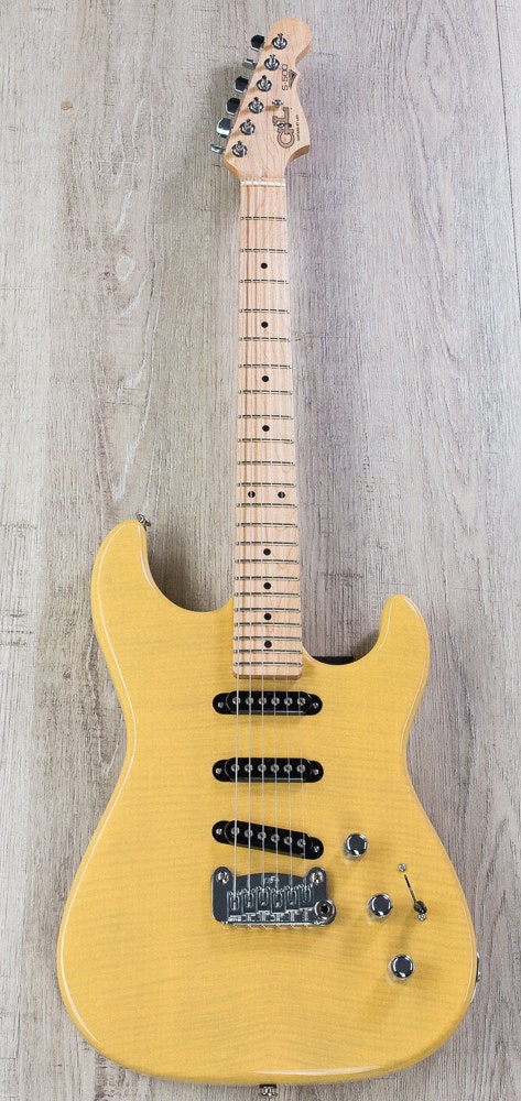 G&L USA S-500 RMC Electric Guitar, Flame Maple Top, Maple Fingerboard, Hard Case - Butterscotch Blonde