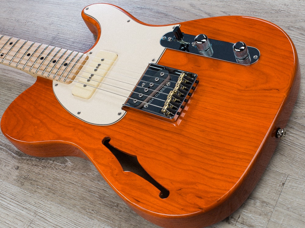 G&L USA ASAT Classic Bluesboy 90 Semi-Hollow Electric Guitar, Maple Fingerboard, Hard Case - Clear Orange