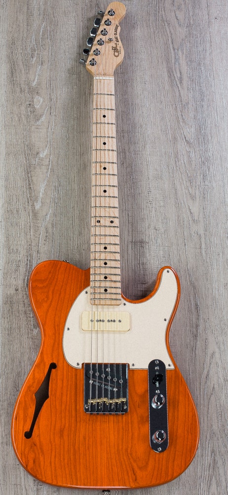 G&L USA ASAT Classic Bluesboy 90 Semi-Hollow Electric Guitar, Maple Fingerboard, Hard Case - Clear Orange