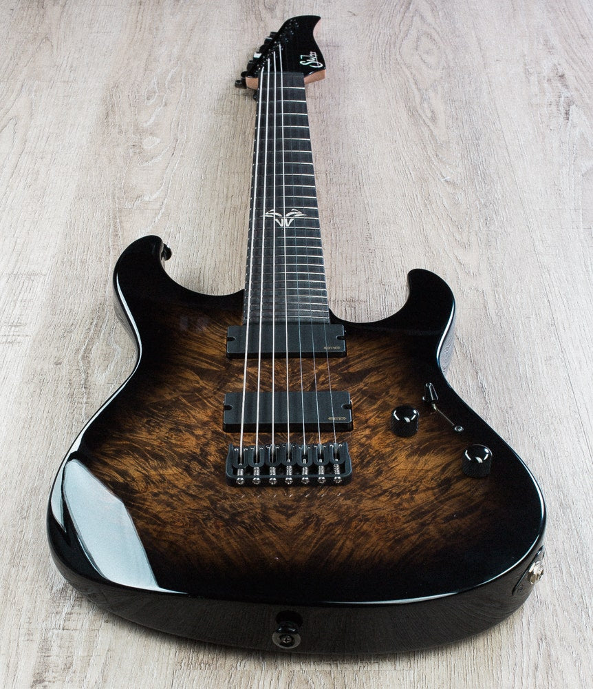 Suhr Modern 7-String Electric Guitar with Deluxe Hardshell Case - Waterfall Burl Maple Top