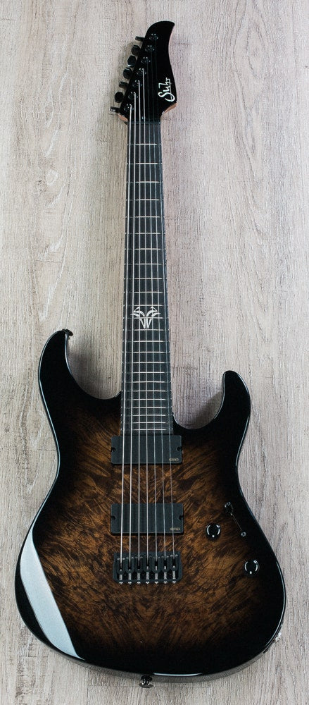 Suhr Modern 7-String Electric Guitar with Deluxe Hardshell Case - Waterfall Burl Maple Top