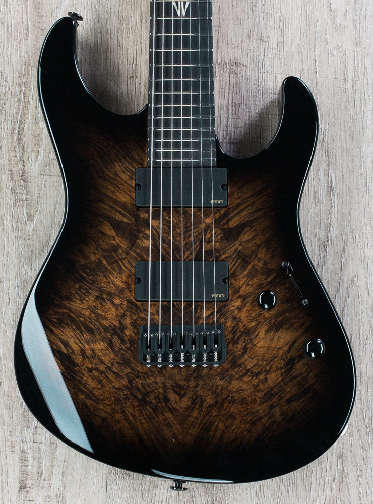 Suhr Modern 7-String Electric Guitar with Deluxe Hardshell Case - Waterfall Burl Maple Top