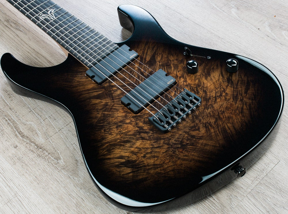 Suhr Modern 7-String Electric Guitar with Deluxe Hardshell Case - Waterfall Burl Maple Top