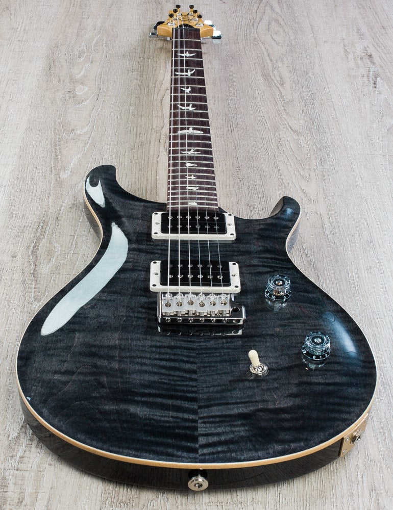 PRS Paul Reed Smith CE 24 Electric Guitar, Flame Maple Top, Padded Gig Bag - Grey Black (230710)
