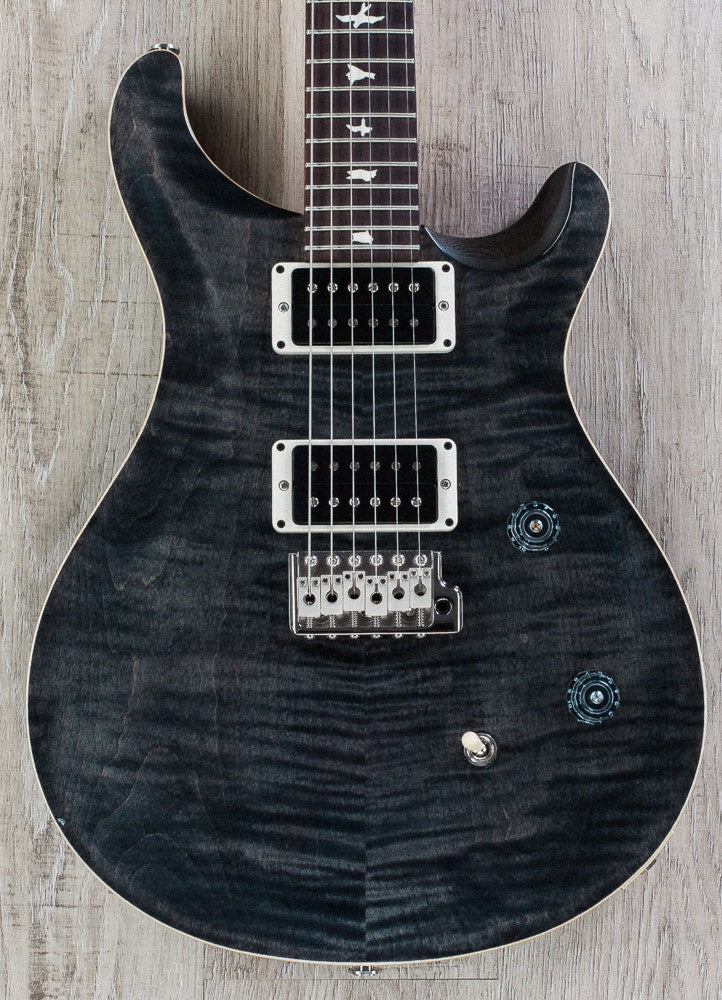 PRS Paul Reed Smith CE 24 Electric Guitar, Flame Maple Top, Padded Gig Bag - Grey Black (230710)