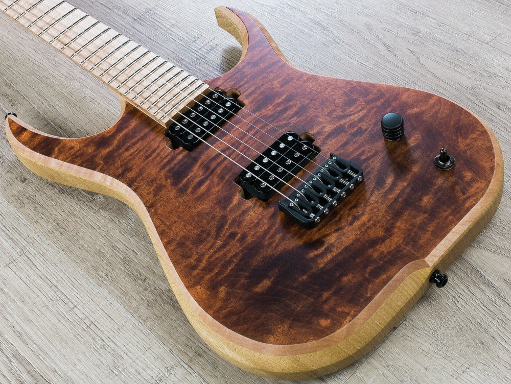 Skervesen Raptor 6 Electric Guitar, White Korina Body, Curly Maple Top, Hiscox Hard Case - Natural