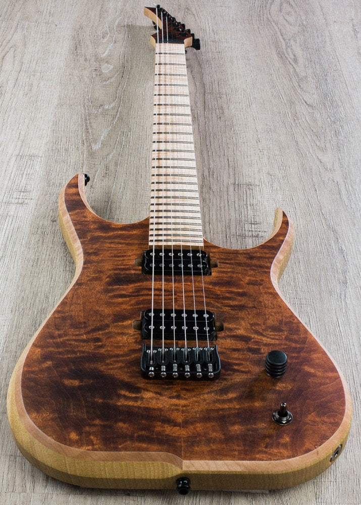Skervesen Raptor 6 Electric Guitar, White Korina Body, Curly Maple Top, Hiscox Hard Case - Natural