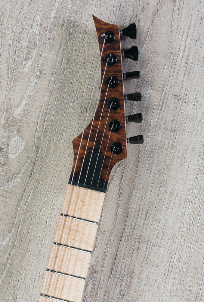 Skervesen Raptor 6 Electric Guitar, White Korina Body, Curly Maple Top, Hiscox Hard Case - Natural