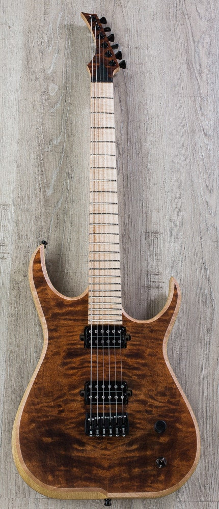 Skervesen Raptor 6 Electric Guitar, White Korina Body, Curly Maple Top, Hiscox Hard Case - Natural