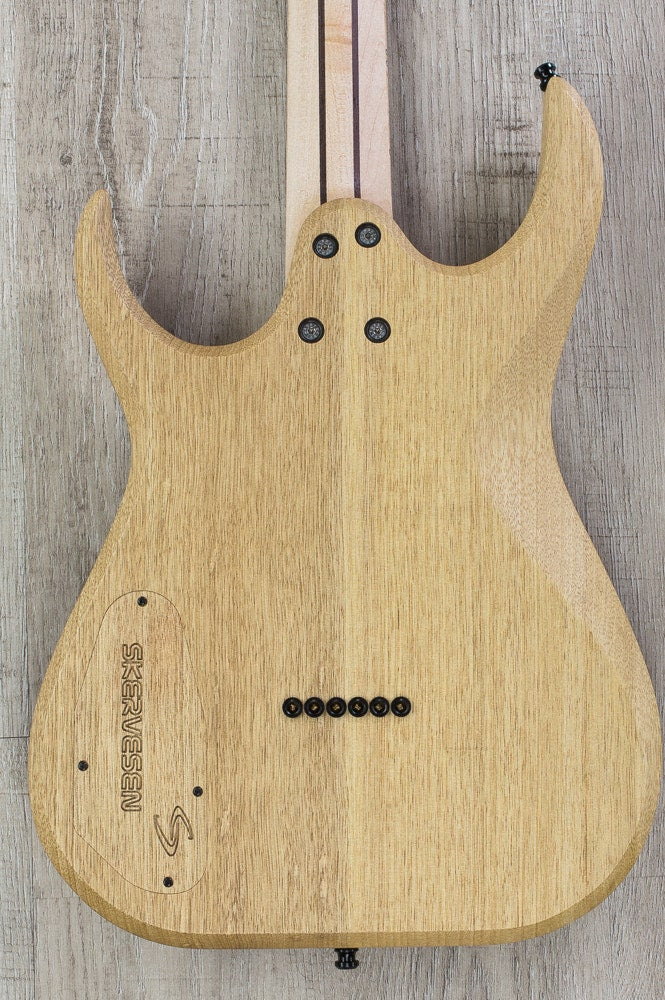 Skervesen Raptor 6 Electric Guitar, White Korina Body, Curly Maple Top, Hiscox Hard Case - Natural