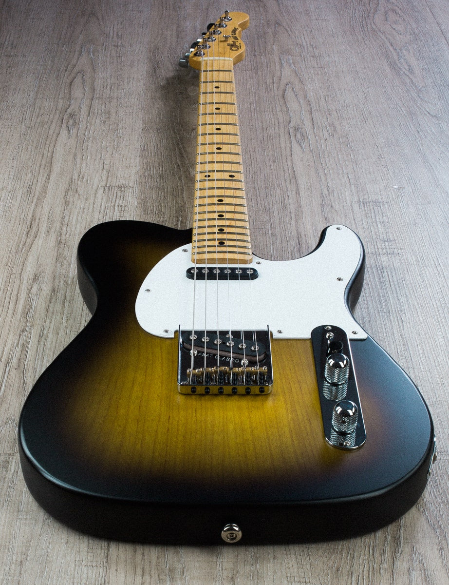 G&L USA ASAT Classic Electric Guitar Maple Neck and Fretboard with Case - 2-Tone Sunburst Frost Finish