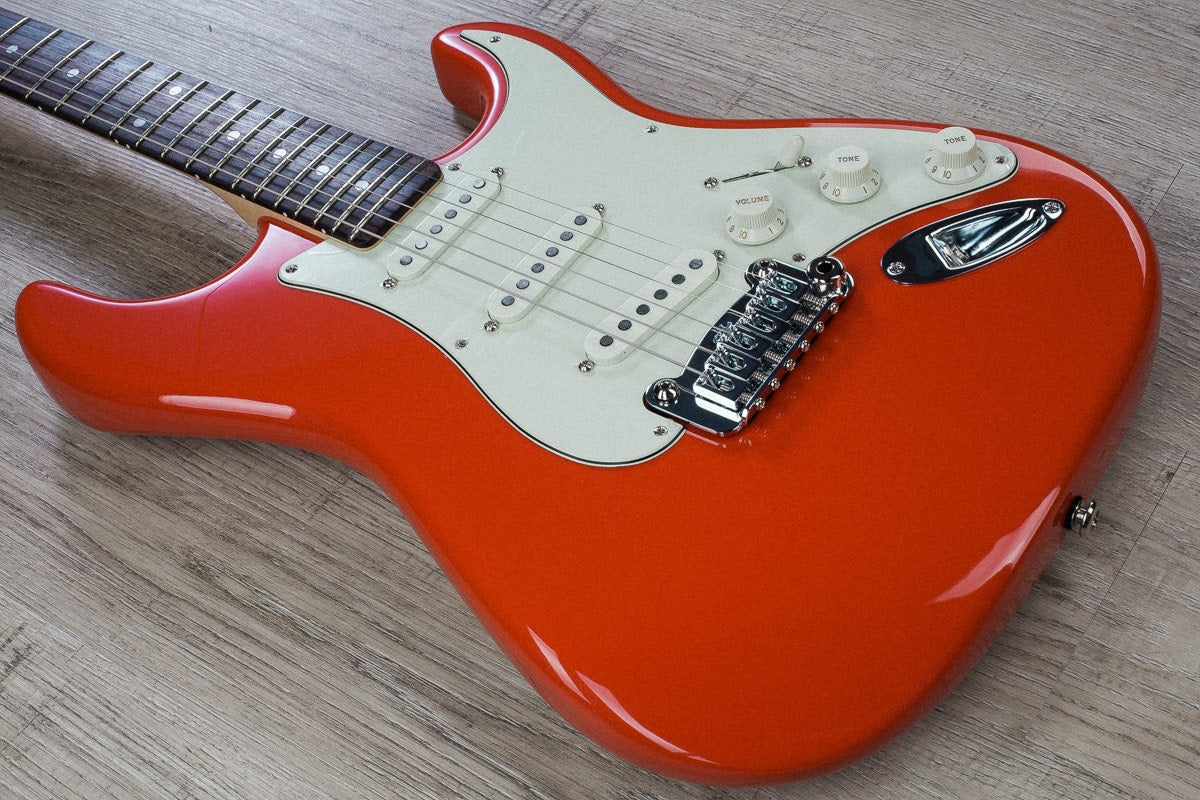 G&L USA Legacy Electric Guitar Maple Neck and Rosewood Fretboard with Mint Single Coils and Case - Fullerton Red Finish
