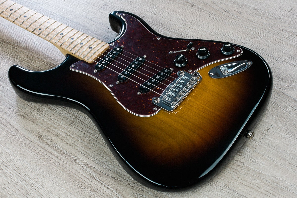 G&L USA Legacy Electric Guitar Maple Neck and Fretboard with Black Single Coils and Case - 3-Tone Sunburst Finish