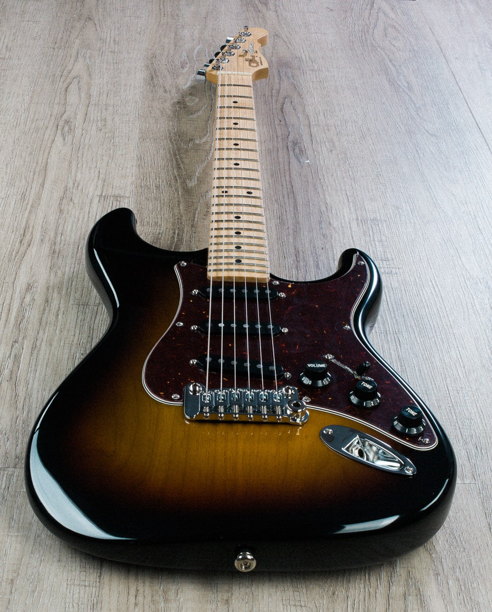 G&L USA Legacy Electric Guitar Maple Neck and Fretboard with Black Single Coils and Case - 3-Tone Sunburst Finish