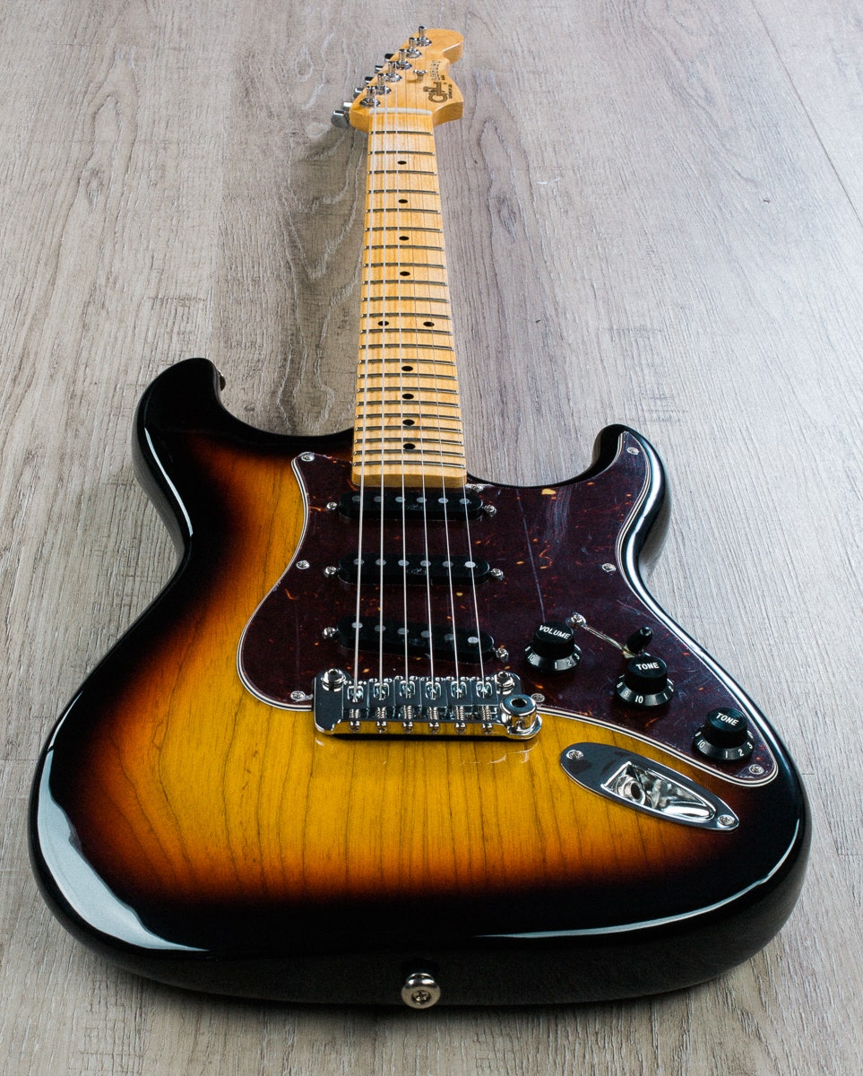G&L USA Legacy Single Coil Electric Guitar Maple Neck and Fretboard with Case - 3-Tone Sunburst Nitrocellulose Finish