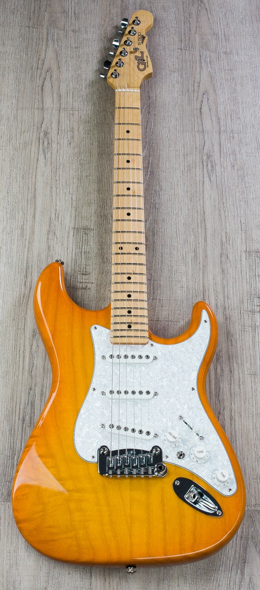 G&L USA S-500 Single Coil Electric Guitar Maple Neck and Fretboard  Case - Honeyburst Finish