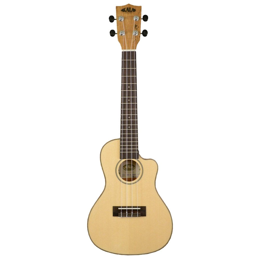 Kala KA-SSTU-SMC-C Thinline Travel Solid Spruce/Spalted Maple Concert Cutaway Ukulele with Gig Bag
