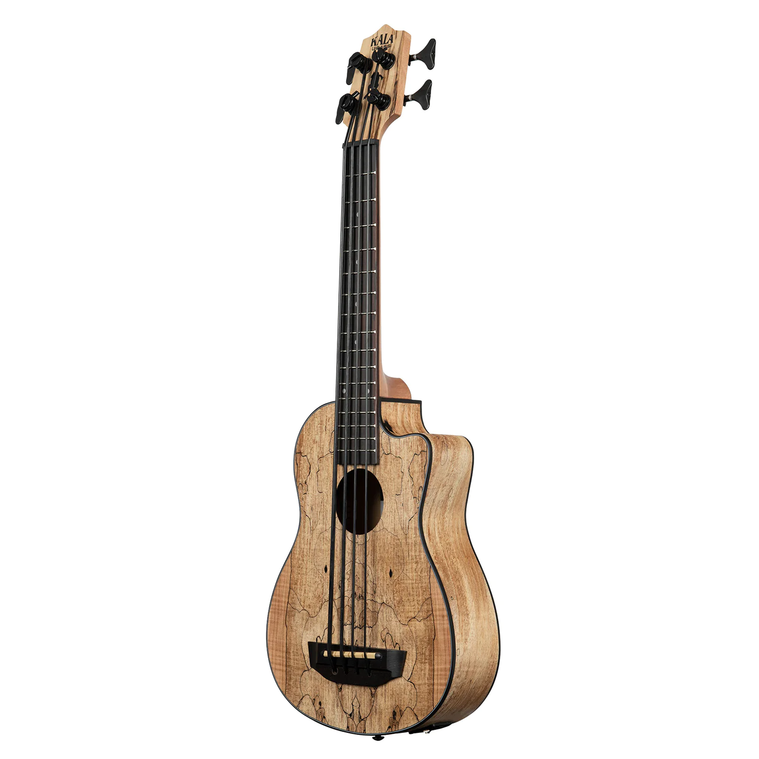 Kala Spalted Maple U-BASS Acoustic-Electric Ukulele Bass, Rosewood Fretboard