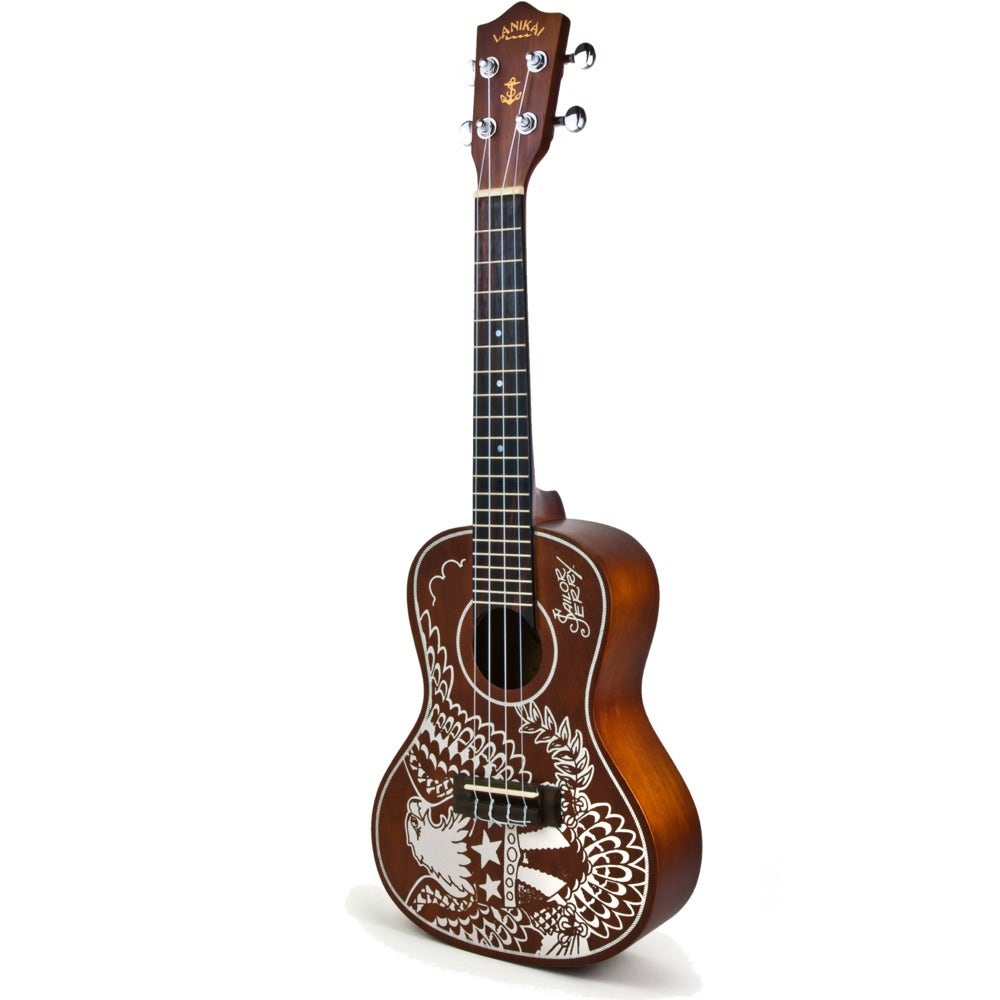 Lanikai LUSJ-C Sailor Jerry Collaboration Mahogany Concert Ukulele Tattoo Graphic