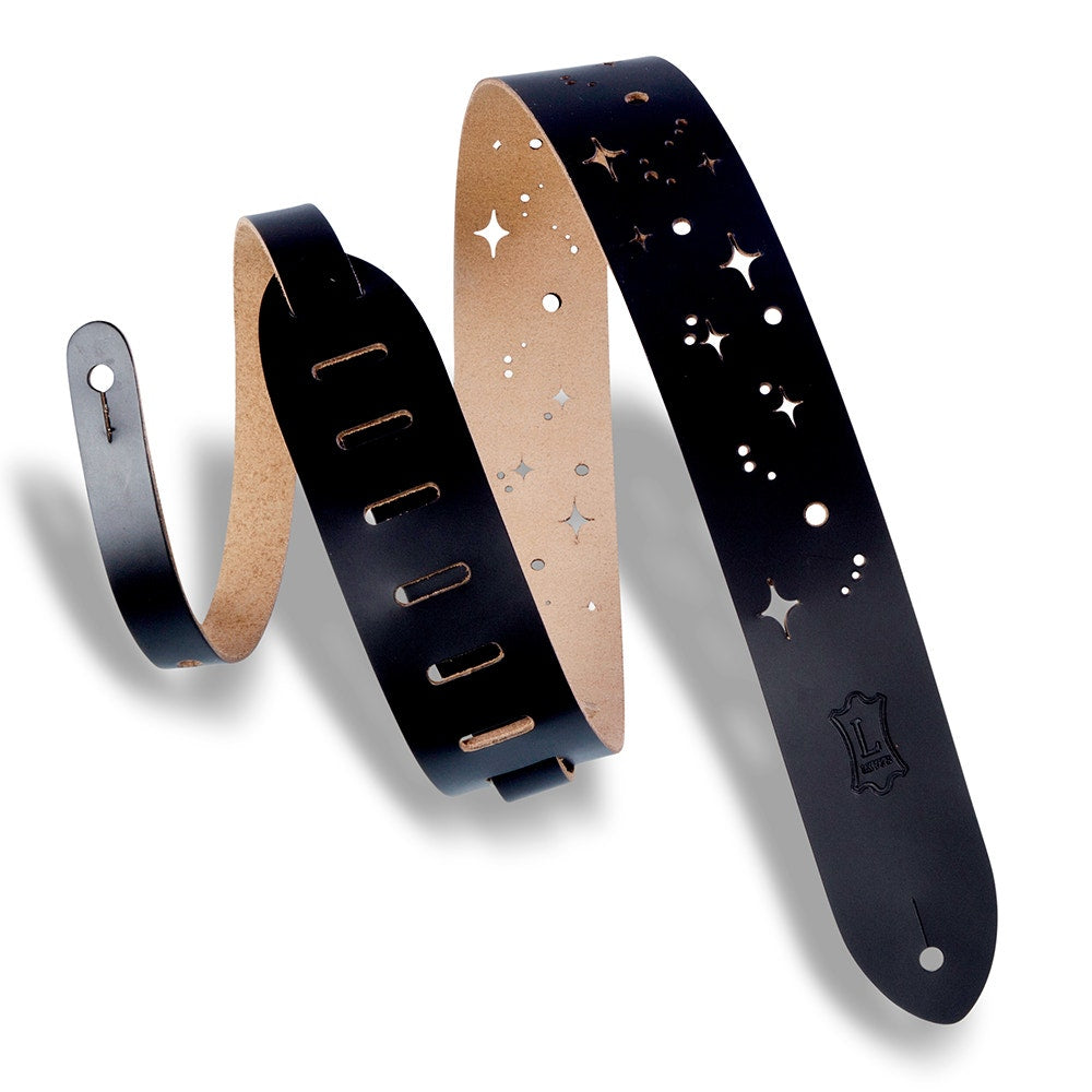 Levy's Leathers M12GSC-BLK Classics Series Galaxy Punch Out Guitar Strap, Black