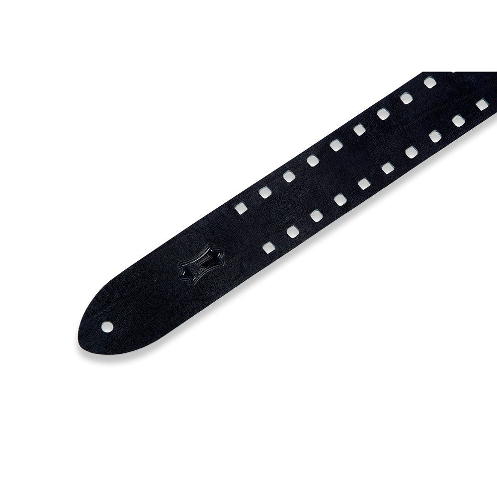 Levy's Leathers M12SPOV-BLK Classics Series Square Punch Out Premier Guitar Strap, Black
