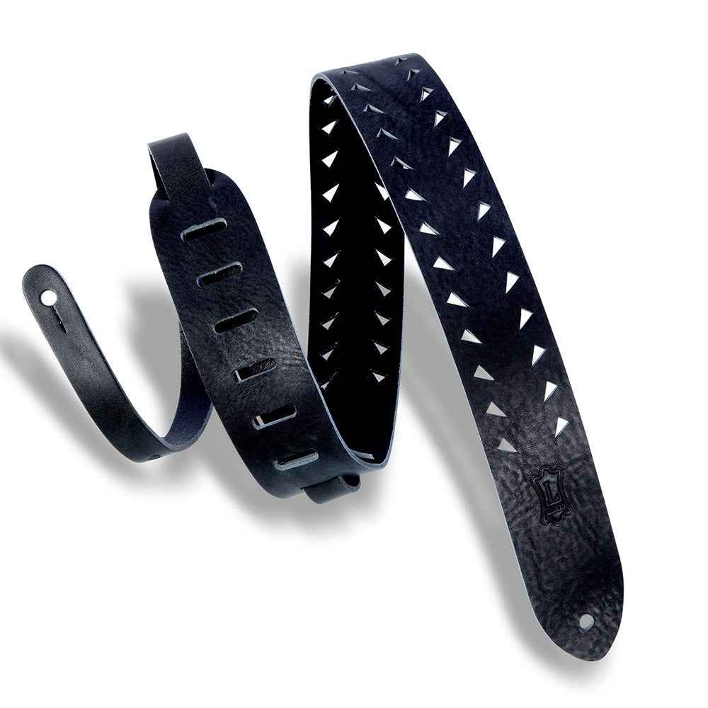 Levy's Leathers M12TTV-BLK Classics Series Tiger Tooth Punch Out Premier Guitar Strap, Black