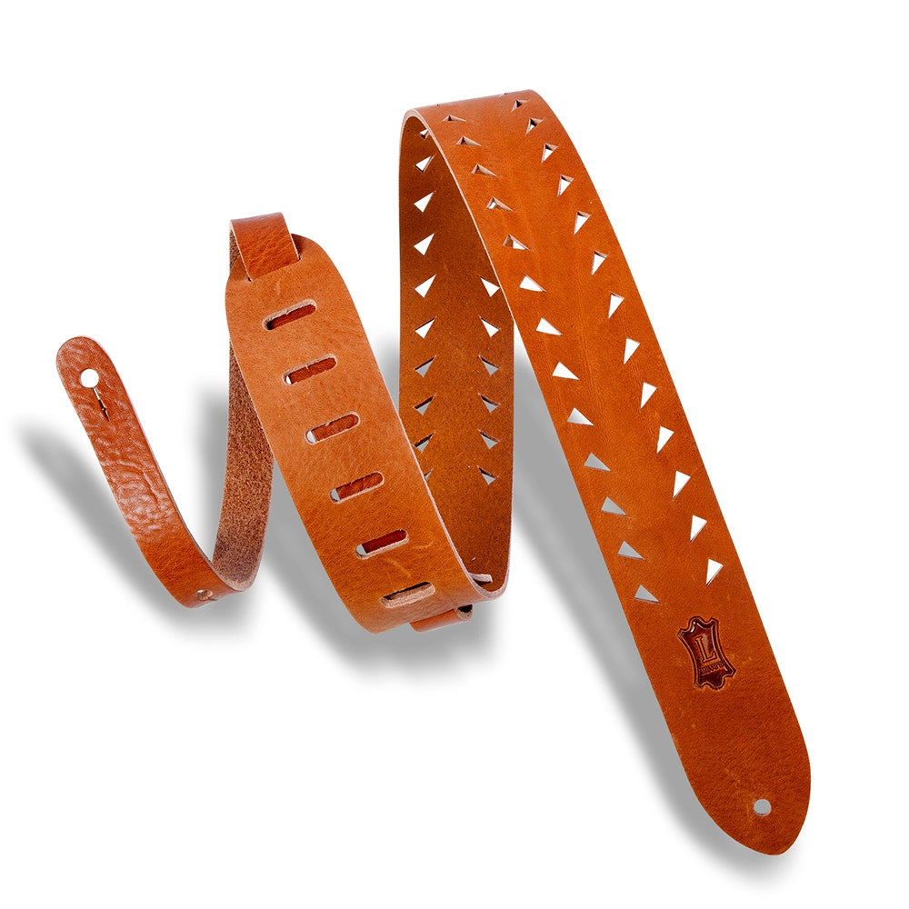 Levy's Leathers M12TTV-TAN Classics Series Tiger Tooth Punch Out Premier Guitar Strap, Tan