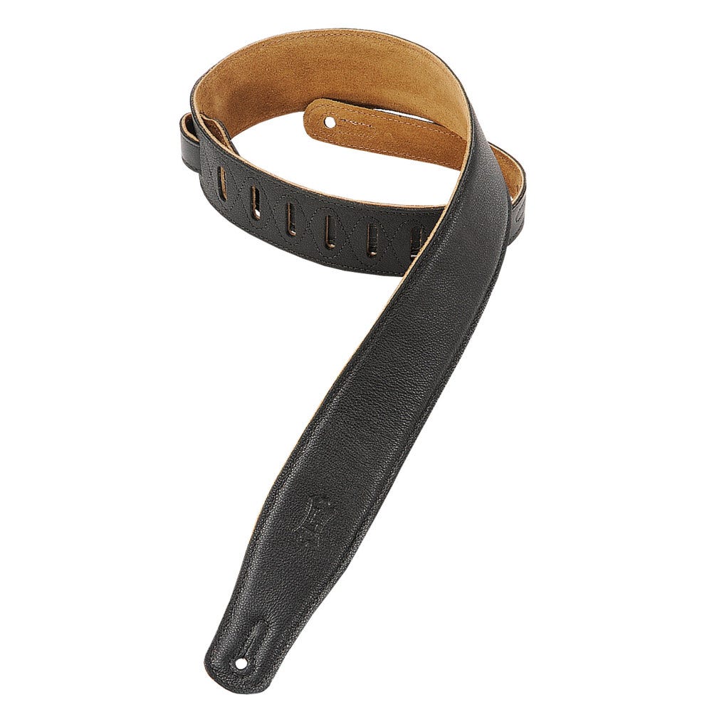 Levy's Leathers Classics Series M26GF-BLK 2.5" Wide Guitar Bass Strap, Black Leather