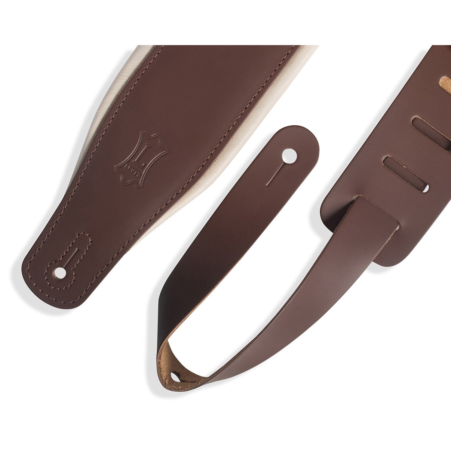 Levy's Leathers Classics Series M26PD-BRN_CRM 3" Wide Guitar Bass Strap, Brown / Cream