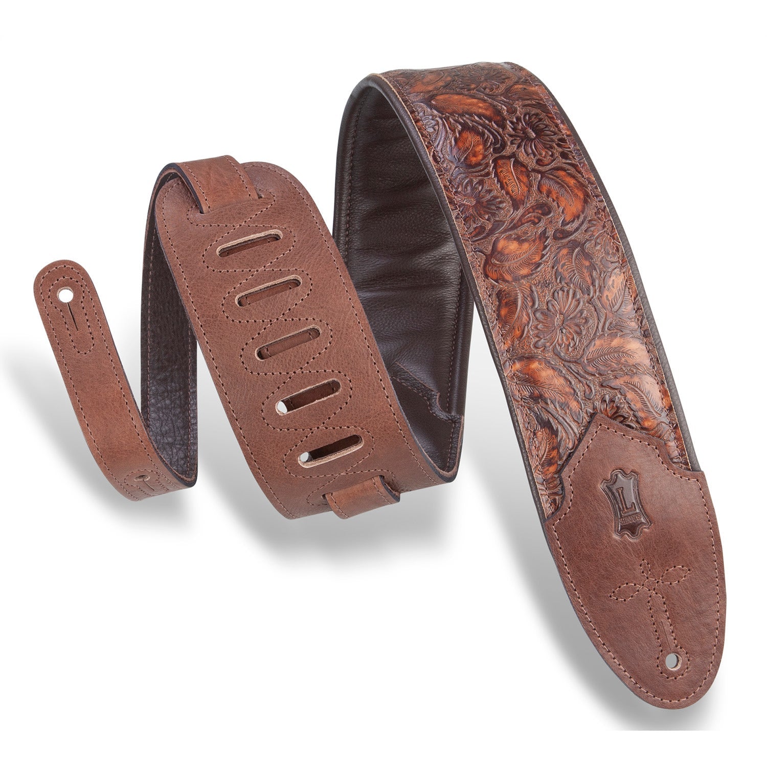 Levy's Leathers Sundance Line M4WP-006 3" Wide Guitar Bass Strap, Geranium Whiskey