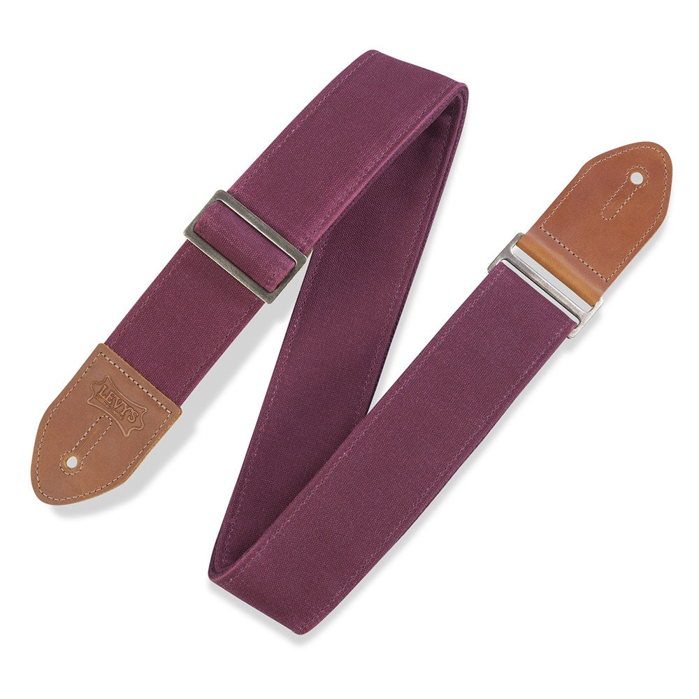 Levy's Leathers M7WC-BRG Textures Series Traveler Waxed Canvas Guitar Strap, Burgandy