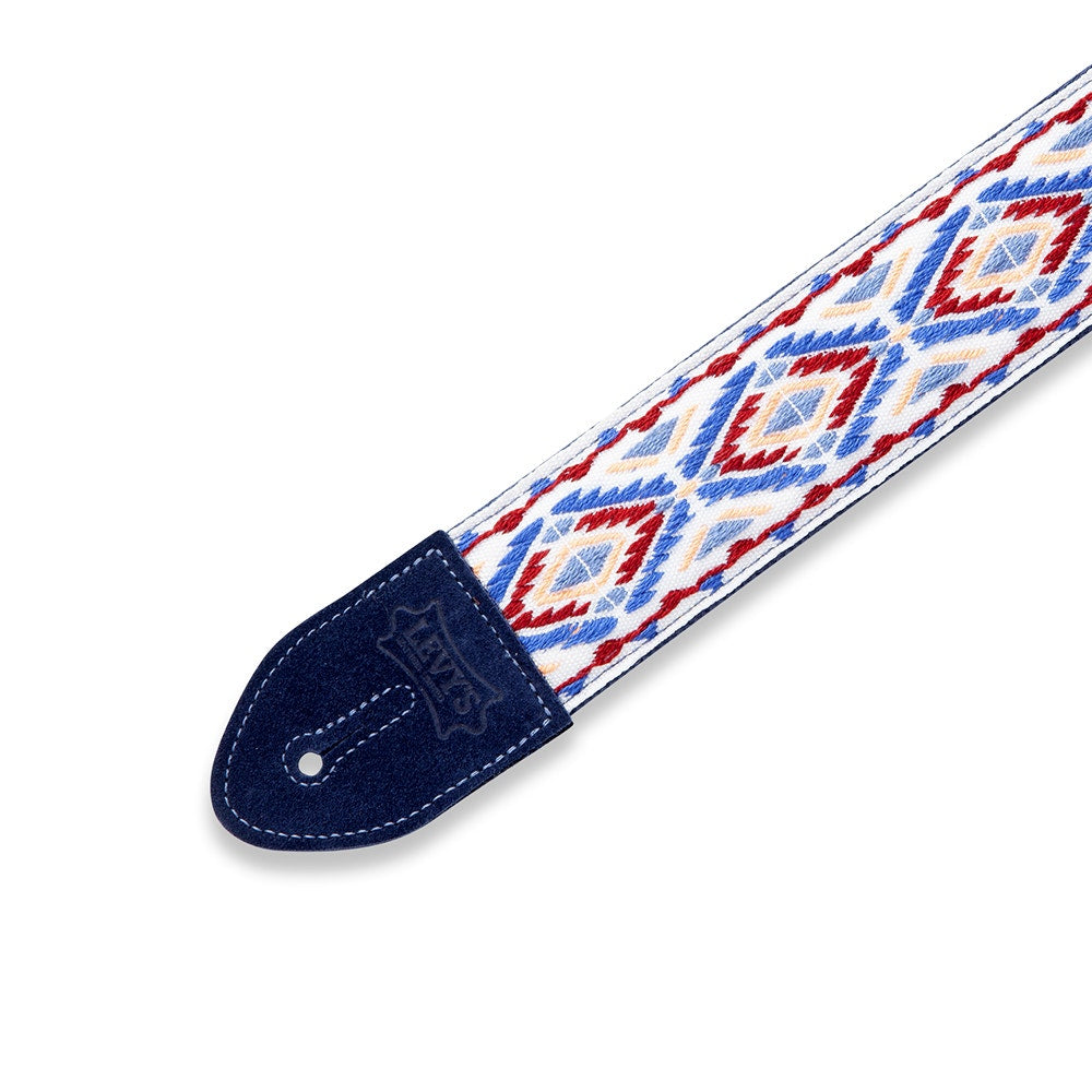 Levy's Leathers MC8JQ-002 Print Series Navajo Guitar Strap, Blue & Red
