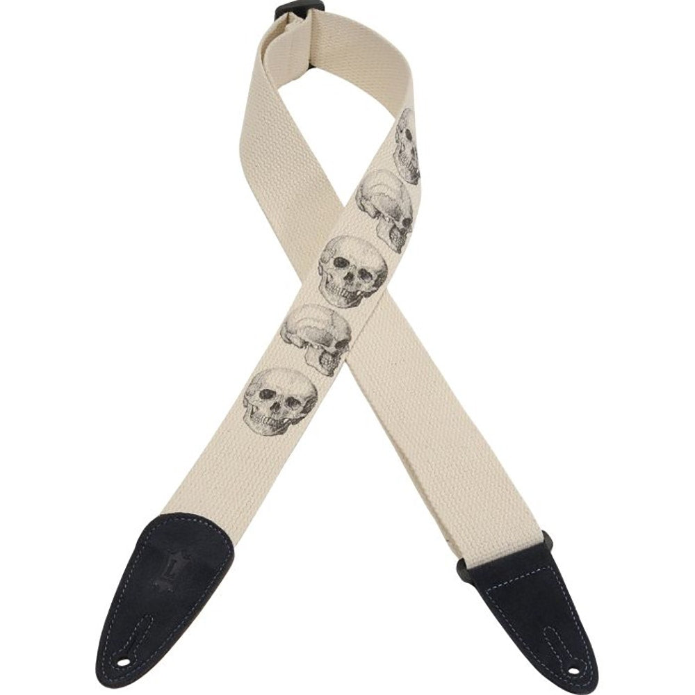 Levy's MC8LCD-002 2" Adjustable Cotton Guitar Strap, Regular Size, with Skulls